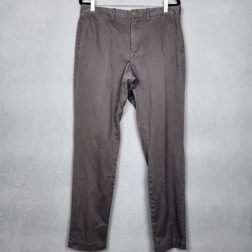 J CREW Pants Mens 34x32 Gray Stretch Chino Flat Front Straight Leg Casual